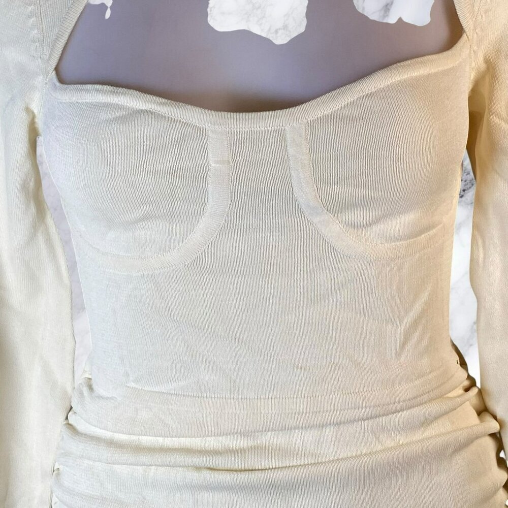 NBD Tanner Ruched Mini Dress Ivory - Picture 5 of 12